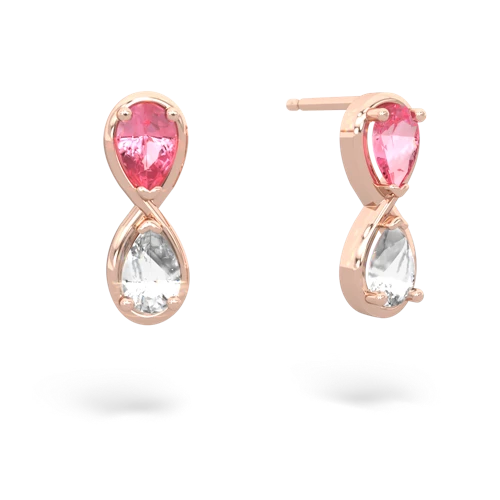 pink sapphire-white topaz infinity earrings