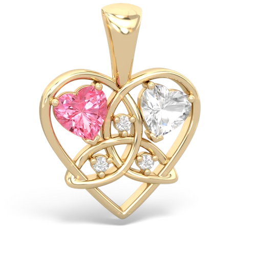 pink sapphire-white topaz celtic heart pendant
