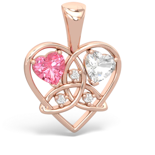 pink sapphire-white topaz celtic heart pendant