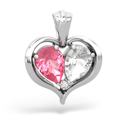 pink sapphire-white topaz half heart whole pendant