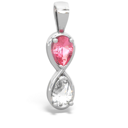 pink sapphire-white topaz infinity pendant