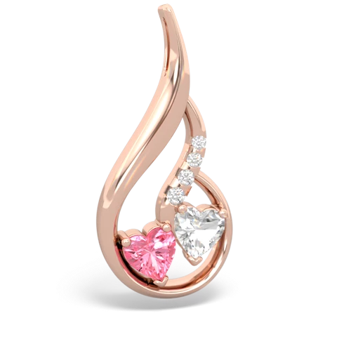 pink sapphire-white topaz keepsake swirl pendant