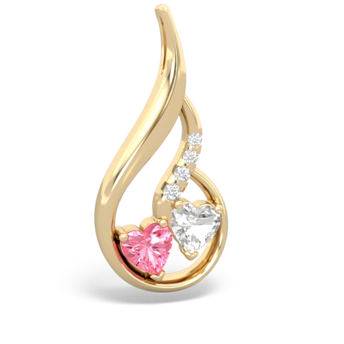 pink sapphire-white topaz keepsake swirl pendant