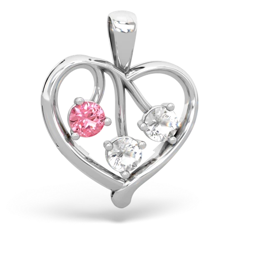 pink sapphire-white topaz love heart pendant