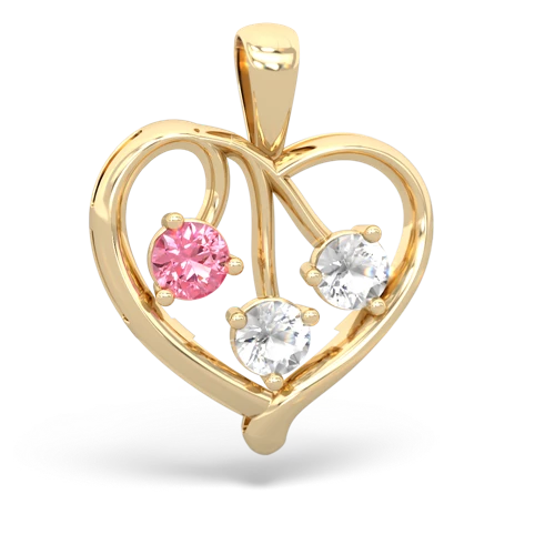 pink sapphire-white topaz love heart pendant