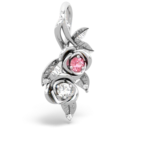 pink sapphire-white topaz rose vine pendant