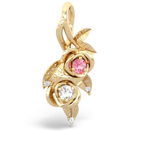 pink sapphire-white topaz rose vine pendant