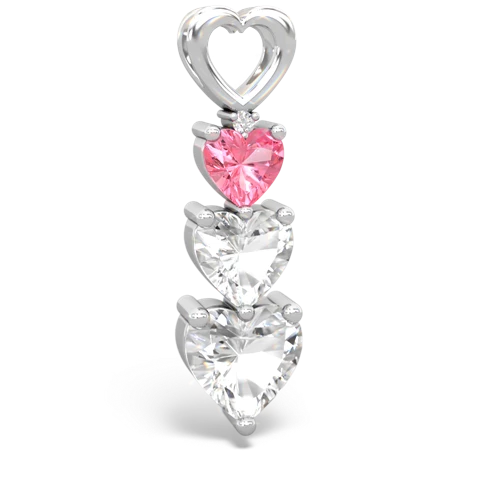 pink sapphire-white topaz three stone pendant
