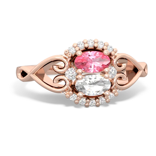 pink sapphire-white topaz antique keepsake ring