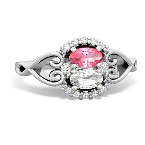 pink sapphire-white topaz antique keepsake ring
