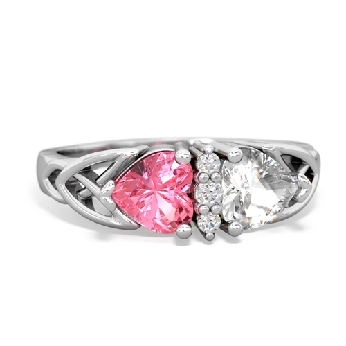 pink sapphire-white topaz celtic ring