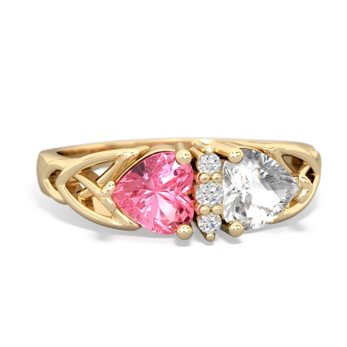 pink sapphire-white topaz celtic ring