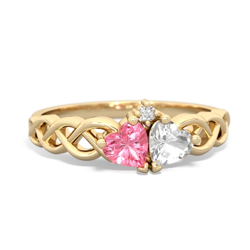 pink sapphire-white topaz celtic braid ring