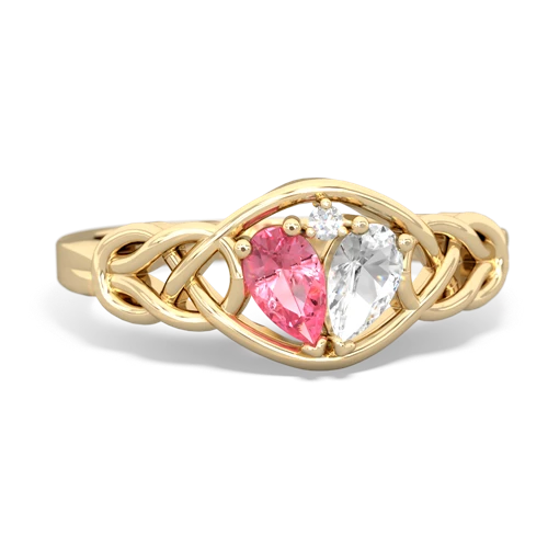 pink sapphire-white topaz celtic knot ring