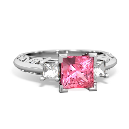 pink sapphire-white topaz engagement ring