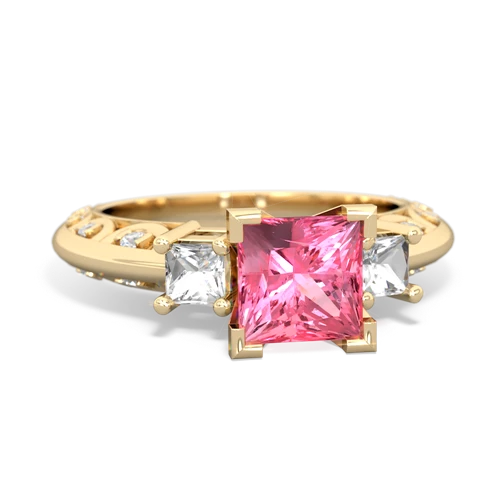 pink sapphire-white topaz engagement ring