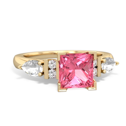 Lab Pink Sapphire Lab Created Pink Sapphire with Genuine White Topaz and Genuine White Topaz Engagement ring Ring