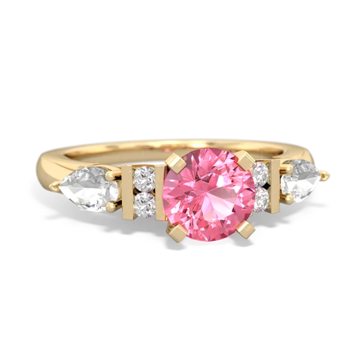 Lab Pink Sapphire Lab Created Pink Sapphire with Genuine White Topaz and Lab Created Alexandrite Engagement ring Ring