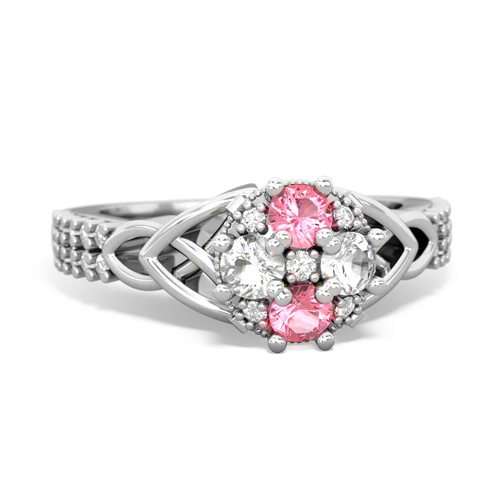 pink sapphire-white topaz engagement ring