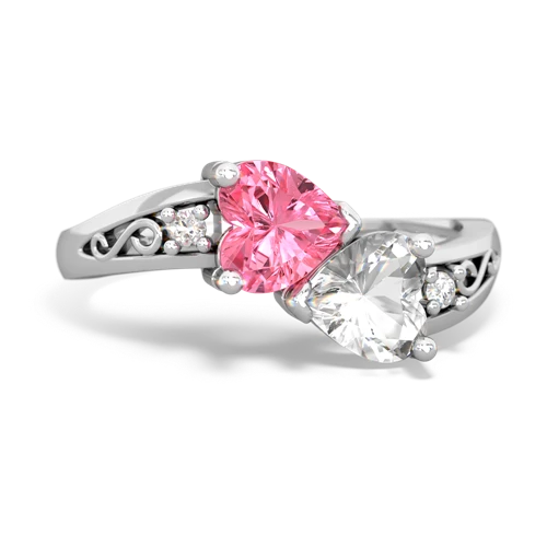 pink sapphire-white topaz filligree ring