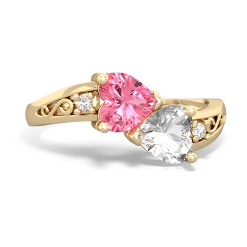 pink sapphire-white topaz filligree ring