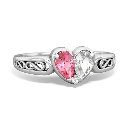 pink sapphire-white topaz filligree ring