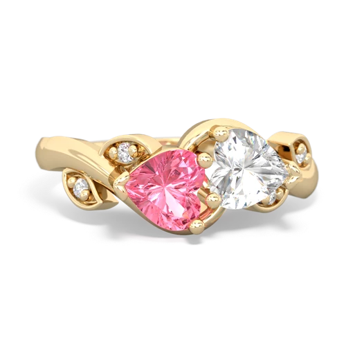 pink sapphire-white topaz floral keepsake ring