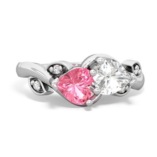 pink sapphire-white topaz floral keepsake ring