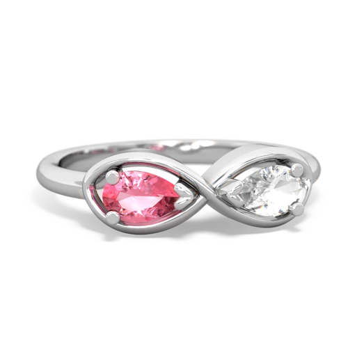 pink sapphire-white topaz infinity ring