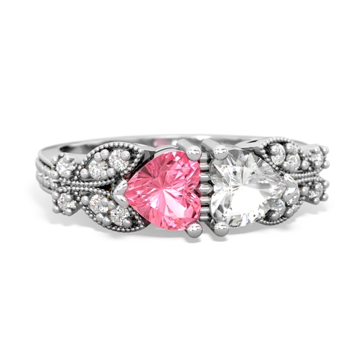 pink sapphire-white topaz keepsake butterfly ring