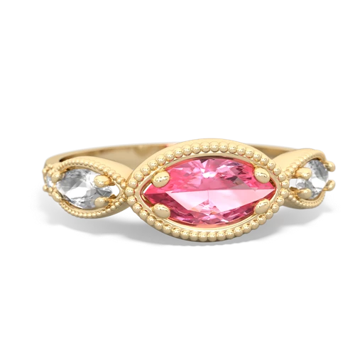 pink sapphire-white topaz milgrain marquise ring