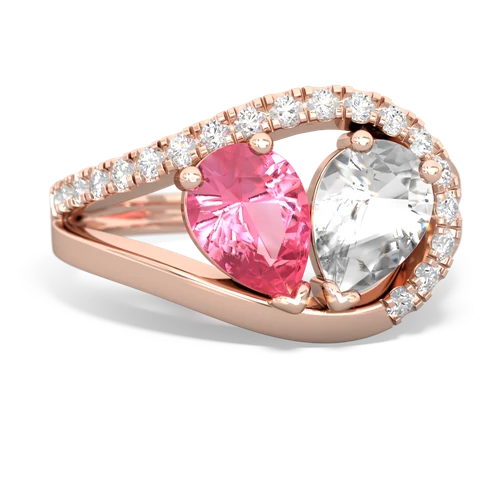 pink sapphire-white topaz pave heart ring