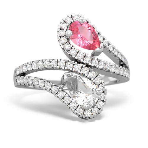 pink sapphire-white topaz pave swirls ring