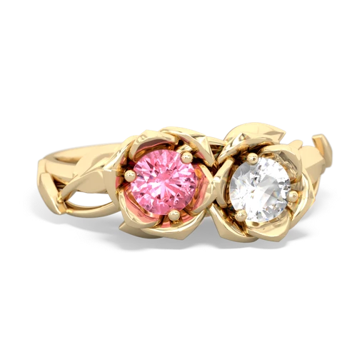 pink sapphire-white topaz roses ring