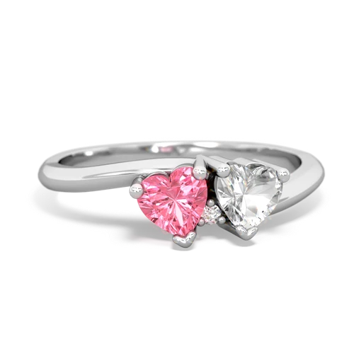 pink sapphire-white topaz sweethearts promise ring