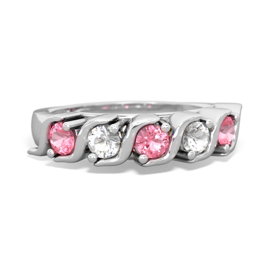 pink sapphire-white topaz timeless ring