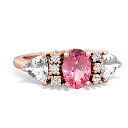 Lab Pink Sapphire Lab Created Pink Sapphire with Genuine White Topaz and Genuine Pink Tourmaline Antique Style Three Stone ring Ring