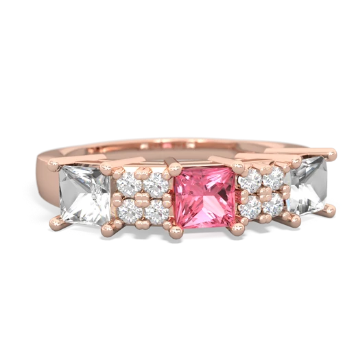 Lab Pink Sapphire Lab Created Pink Sapphire with Genuine White Topaz and Genuine Pink Tourmaline Three Stone ring Ring