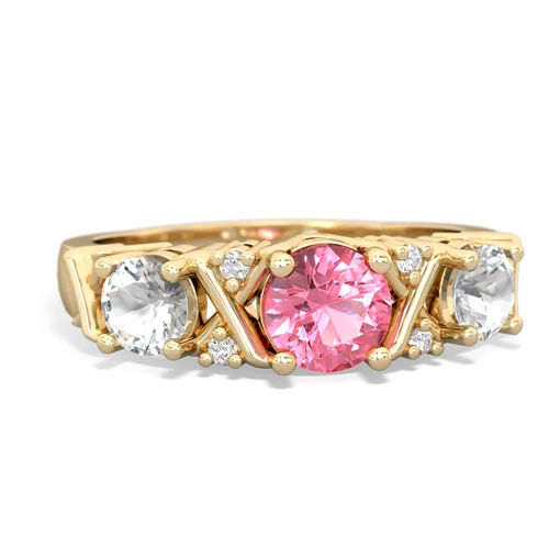 Lab Pink Sapphire Lab Created Pink Sapphire with Genuine White Topaz and Genuine White Topaz Hugs and Kisses ring Ring
