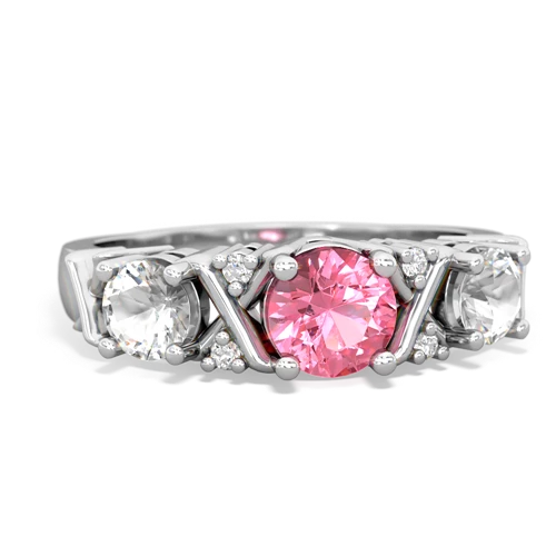 pink sapphire-white topaz timeless ring