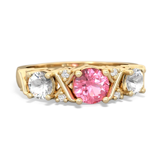 pink sapphire-white topaz timeless ring