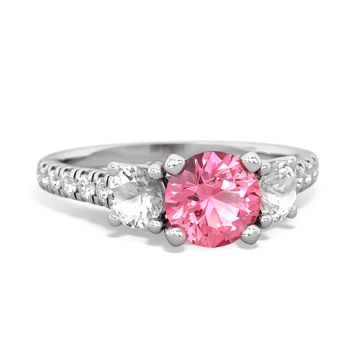 Lab Pink Sapphire Lab Created Pink Sapphire with Genuine White Topaz and Genuine White Topaz Pave Trellis ring Ring