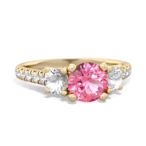 pink sapphire-white topaz trellis pave ring