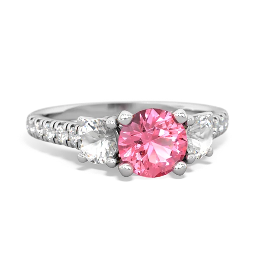 pink sapphire-white topaz trellis pave ring