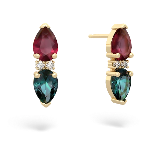 ruby-alexandrite bowtie earrings
