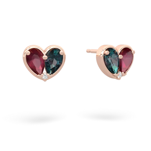 ruby-alexandrite one heart earrings