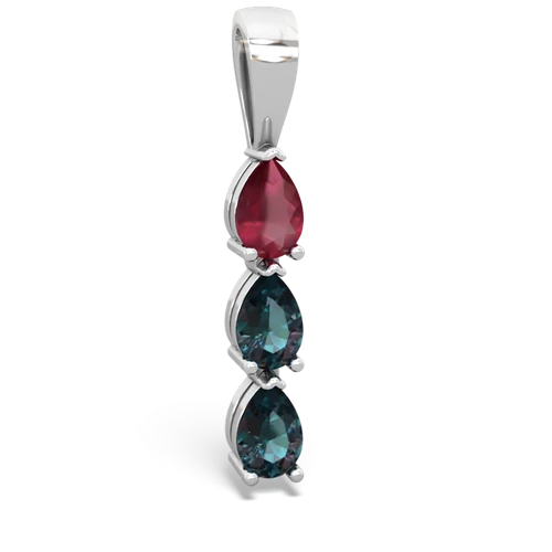 ruby-alexandrite three stone pendant