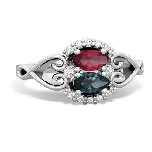 Ruby Genuine Ruby with Lab Created Alexandrite Love Nest ring Ring