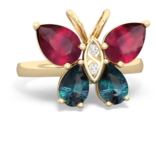 ruby-alexandrite butterfly ring