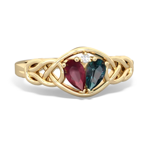 Ruby Genuine Ruby with Lab Created Alexandrite Celtic Love Knot ring Ring